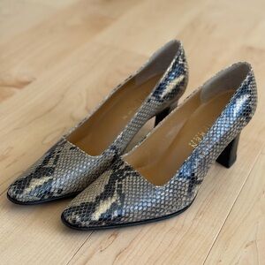 Vtg New Lauren Ralph Lauren Snake Leather Pumps Spain Leather Sole Sz 5.5